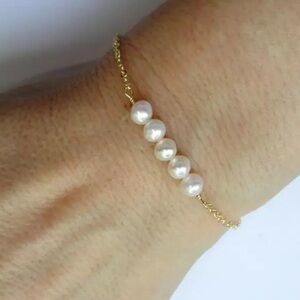 💝Freshwater Pearl gold plated bracelet💕❤️